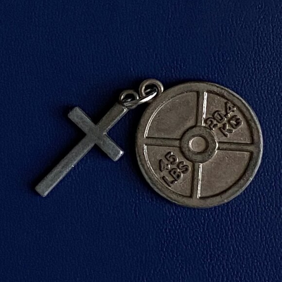 Bodybuilding and crucifix necklace charms - Picture 1 of 1